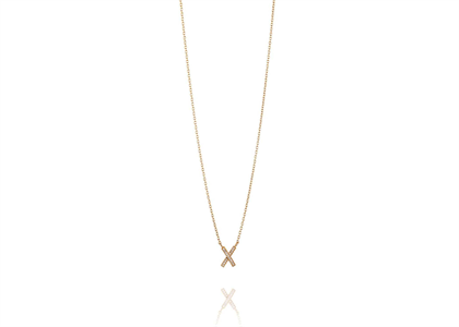 Gold Plated CZ Studded X Shaped Pendant